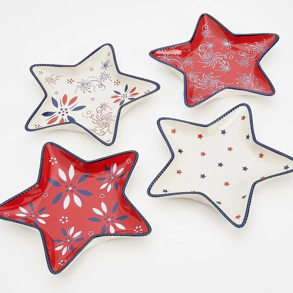 NEW Temp-tations Special Edition Set of (4) 8" Patriotic App Plates - Picture 1 of 4